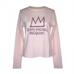 Gap Jean-Michel Basquiat Shrunken Long Sleeve Graphic T-Shirt Pink Women Small